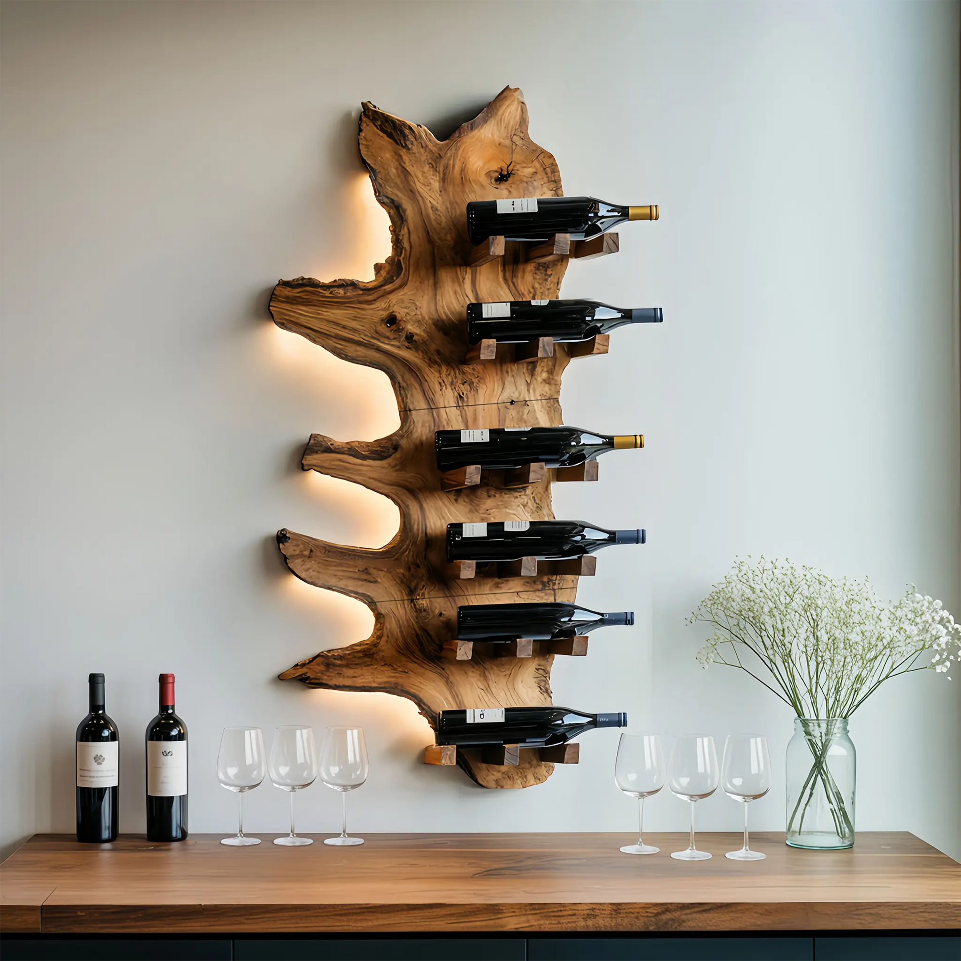 Modern Live Edge Wine Rack For Furniture Decor And Wine Shelf Kitchnce