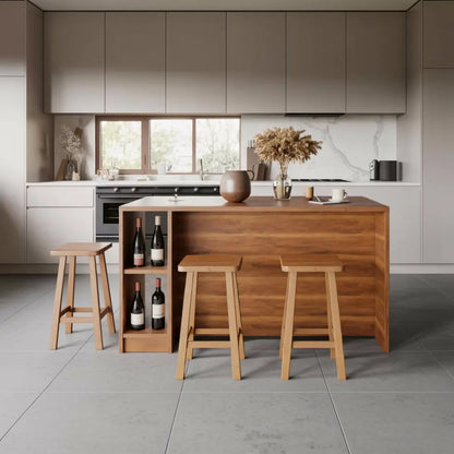 Contemporary Warm Wood Bar Table With Storage For Kitchen Or Breakfast Nook Kitchnce