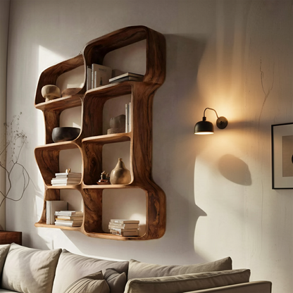 Modern Sculptural Floating Bookshelf For Bedroom Or Living Room Kitchnce