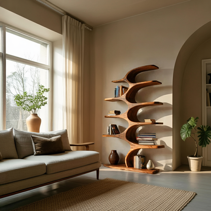 Artistic Curved Bookshelf Fluid Lines Statement For Designer Interiors Kitchnce