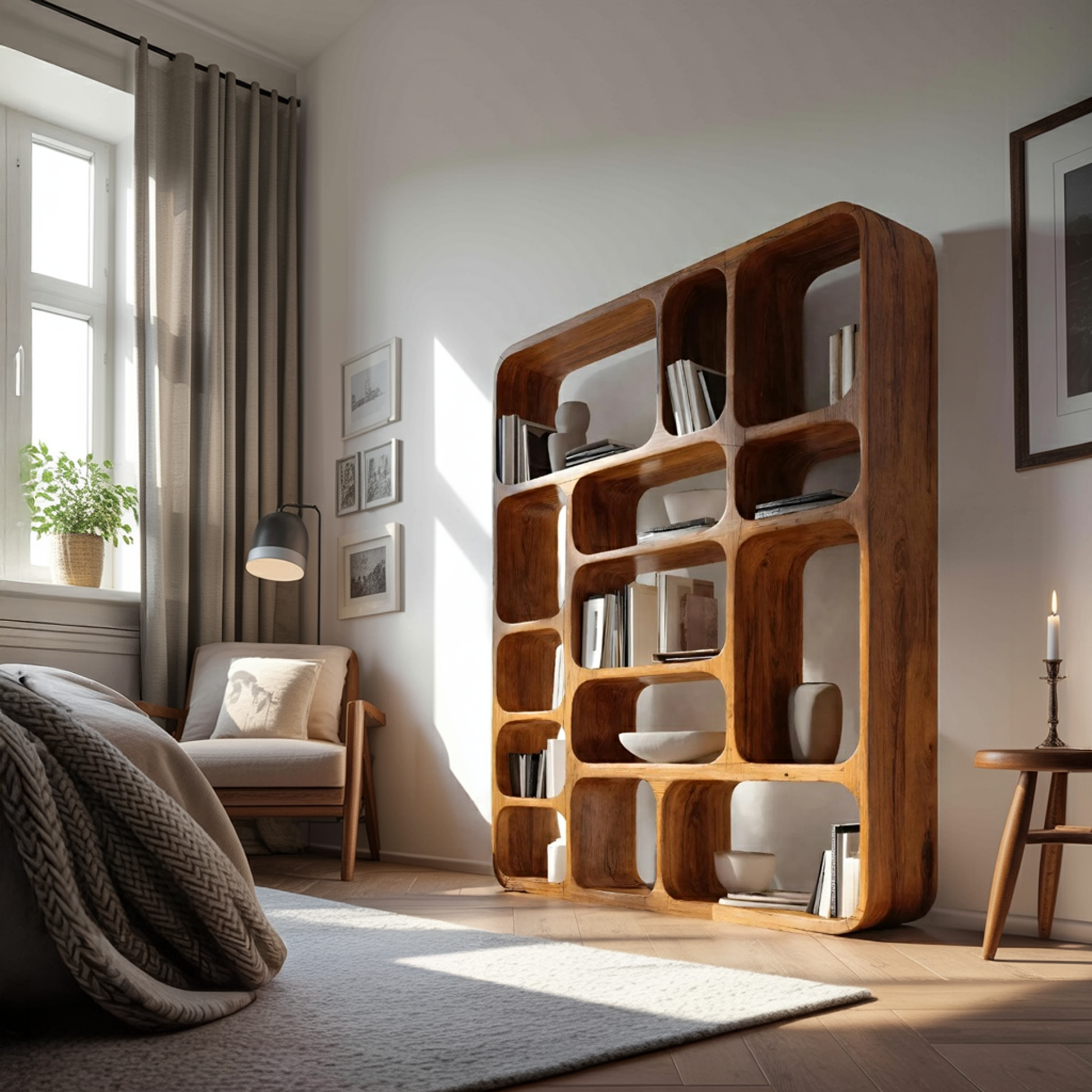 Modern Wall Bookshelf Multiple Compartments For Living Room Kitchnce
