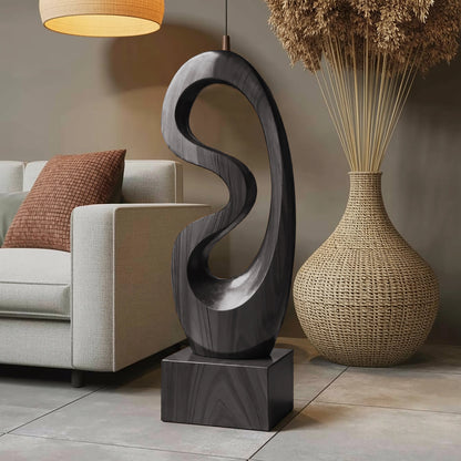 Rustic Solid Wood Abstract Statue For Interior Design Kitchnce