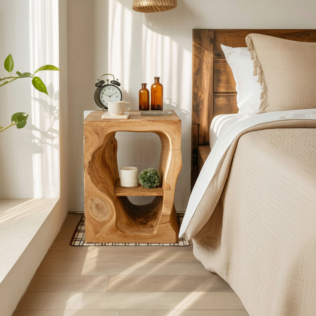 Mid Century Wooden Nightstand For Chic Bedroom Set Kitchnce