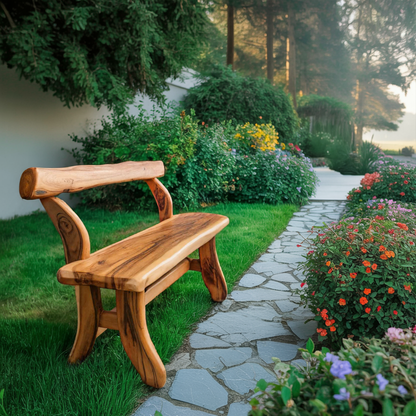 Rustic Garden Bench With Curved Seat For Patio Pathway And Front Porch Kitchnce