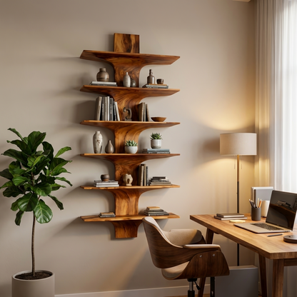 Contemporary Wood Wall Mounted Bookshelf For Home Interior Kitchnce