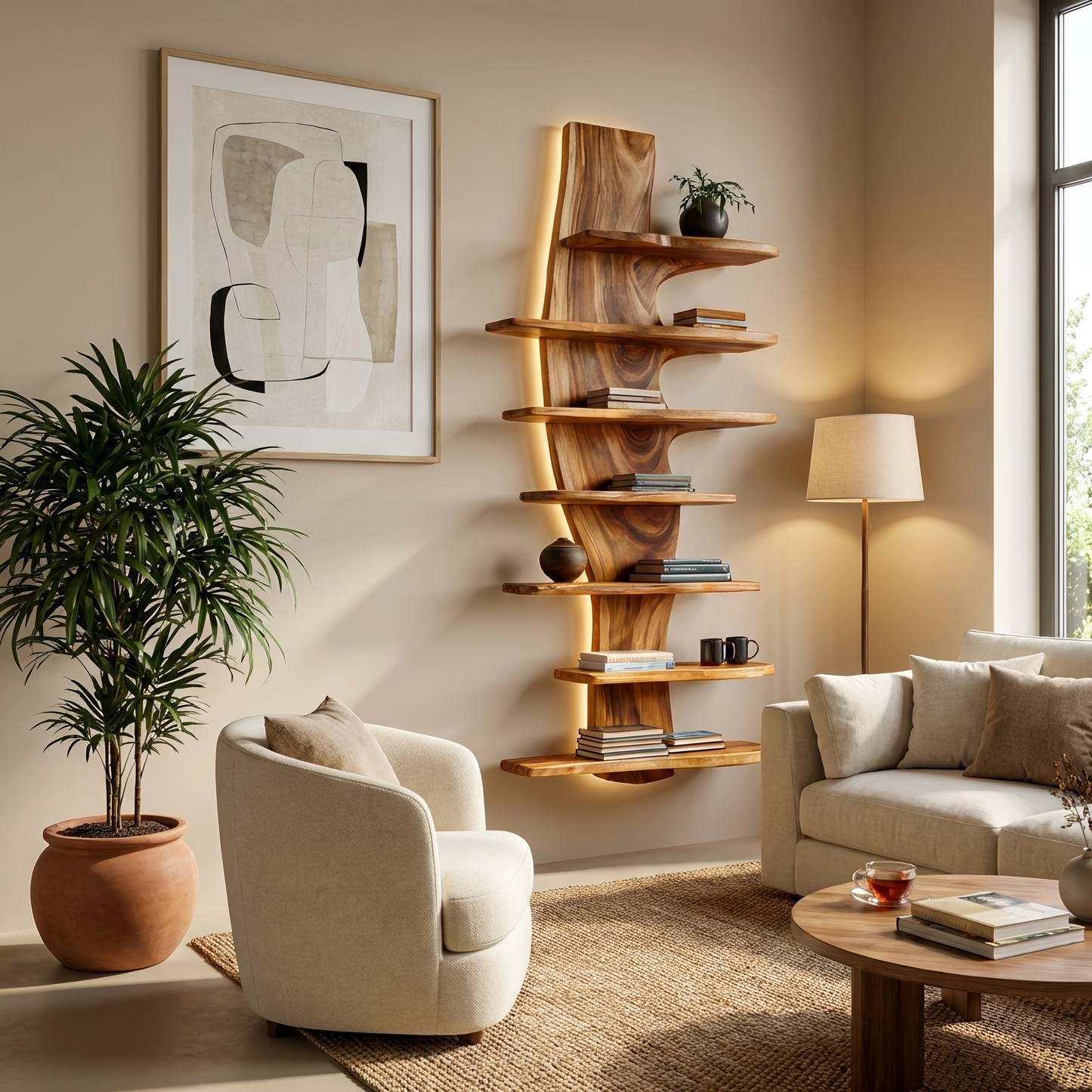 Modern Wooden Floating Bookshelf For Living Room Decor Kitchnce