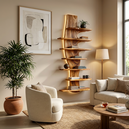 Modern Wooden Floating Bookshelf For Living Room Decor Kitchnce