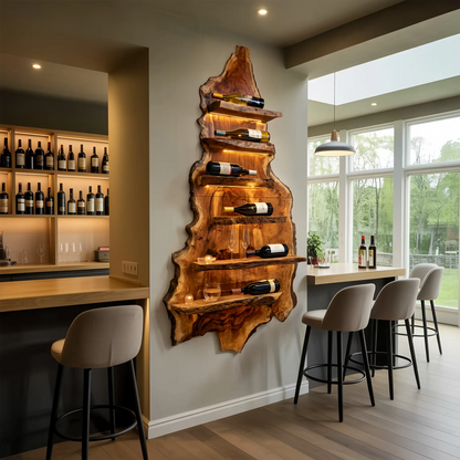 Modern Wooden Wine Rack For Bar Decor And Display Storage Kitchnce