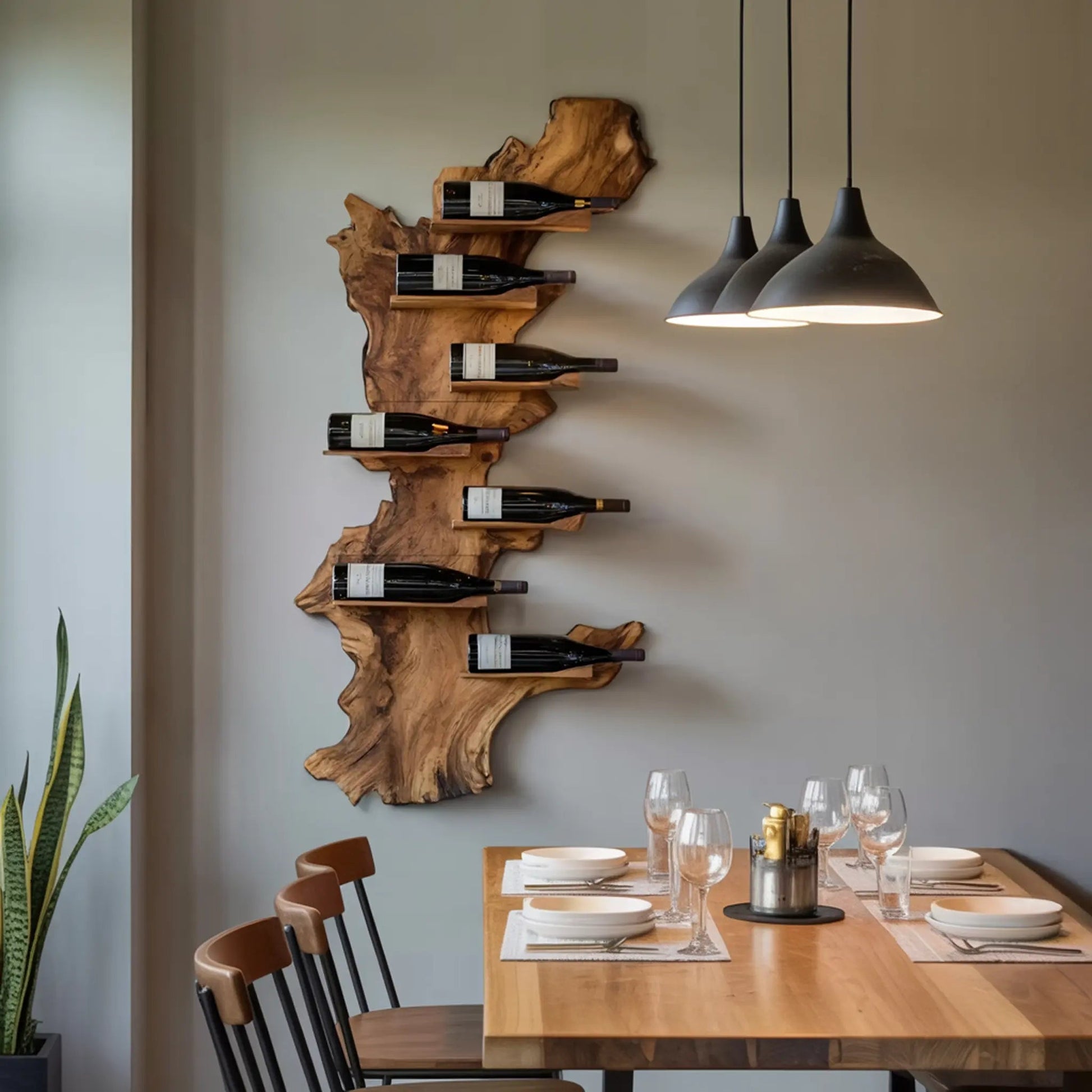 Modern Live Edge Wine Holder For Living Room Furniture Decor Kitchnce