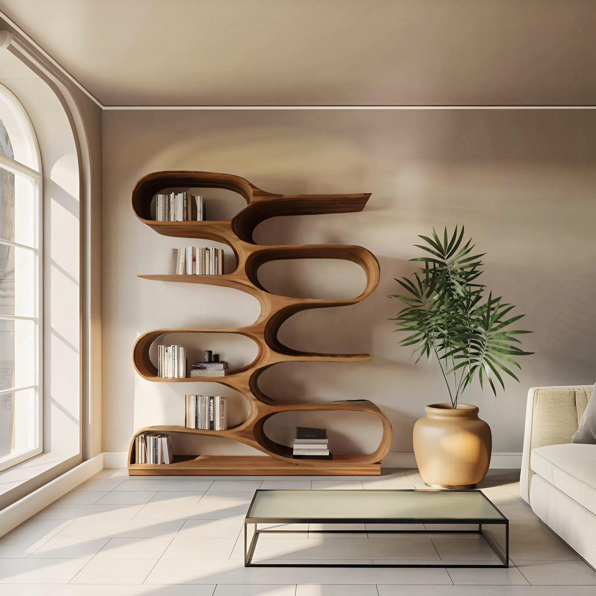 Organic Bookshelf For Living Room Or Home Decor Kitchnce