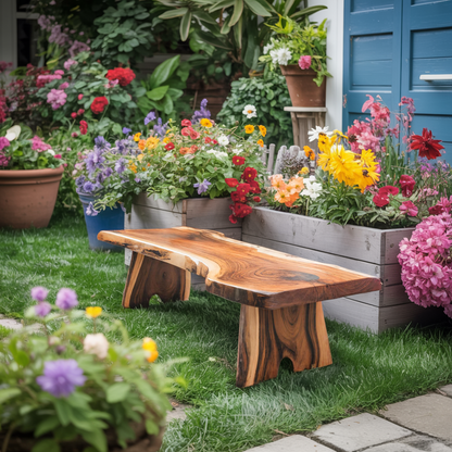 Minimalist Live Edge Outdoor Bench For Entryway Or Patio Kitchnce