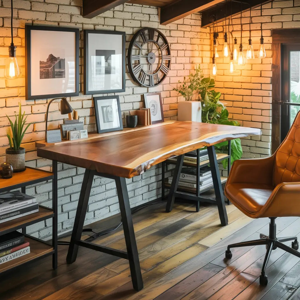 Rustic Live Edge Desk For Home Office Setup Kitchnce