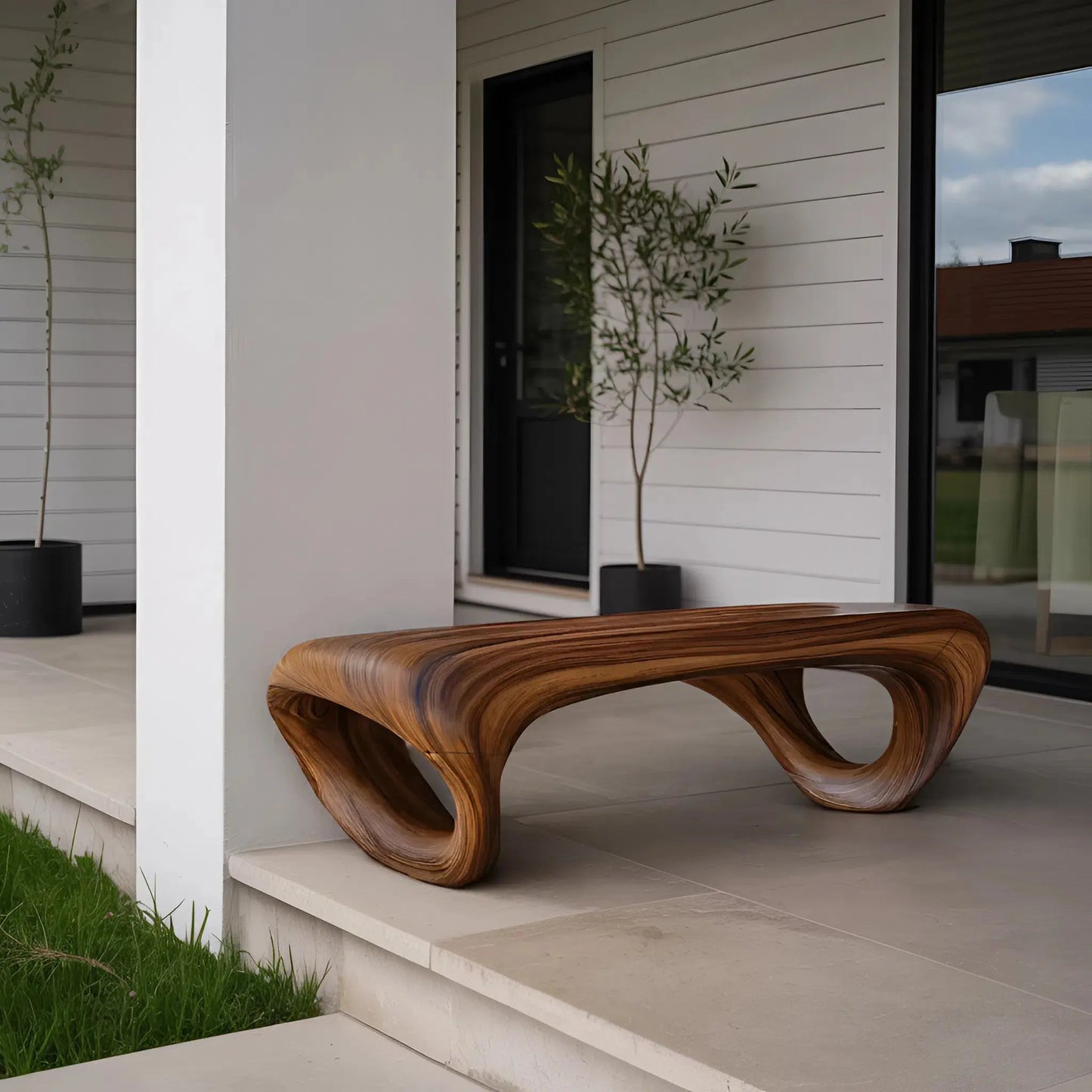 Modern Sculptural Outdoor Bench For Patio Or Garden Decor Kitchnce