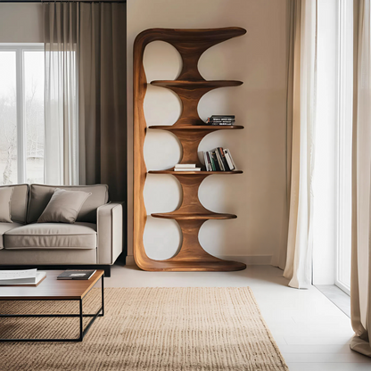 Contemporary Sculptural Vertical Bookshelf For Living Room Kitchnce