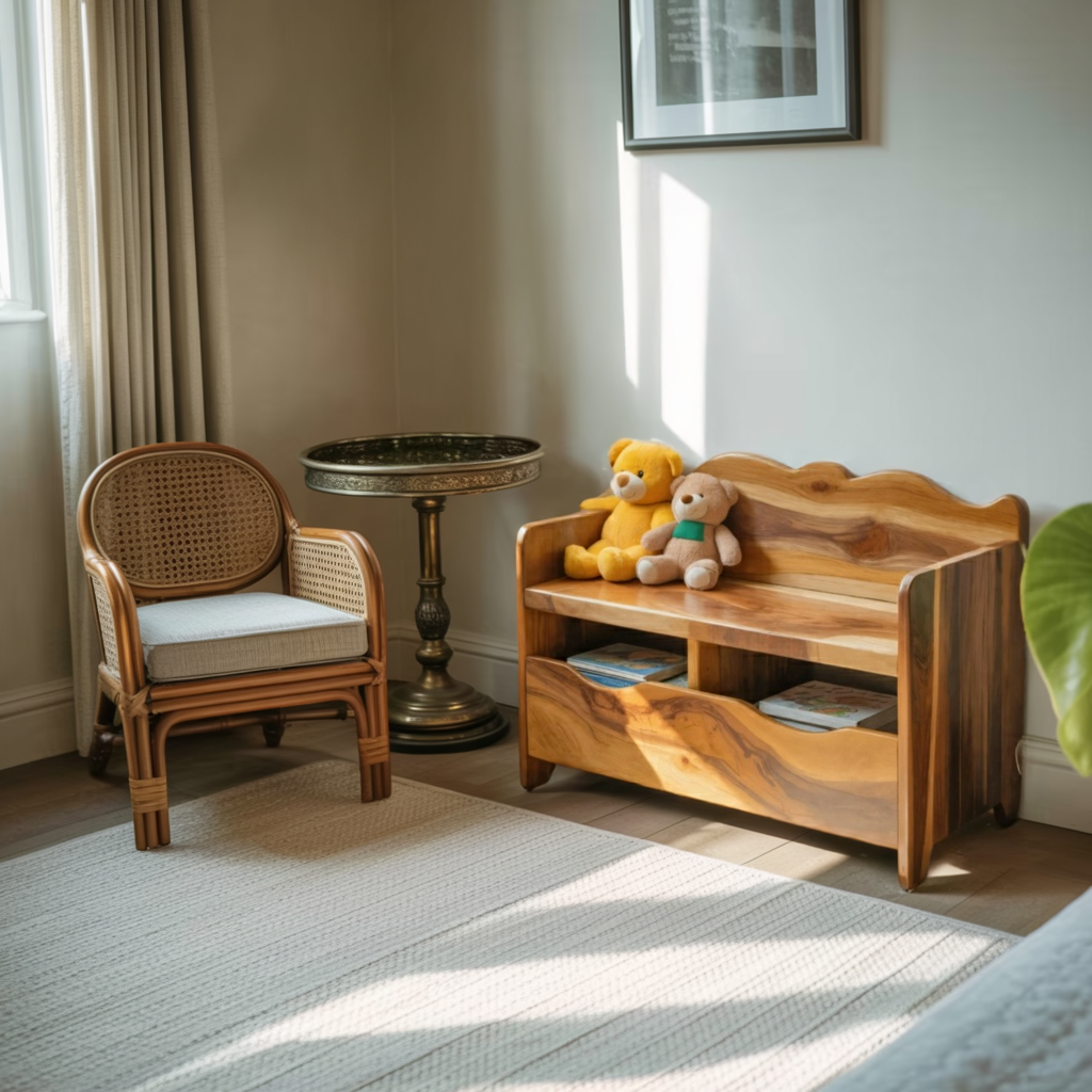 Montessori Bench With Book Storage For Kids Room Entryway And Playroom Kitchnce