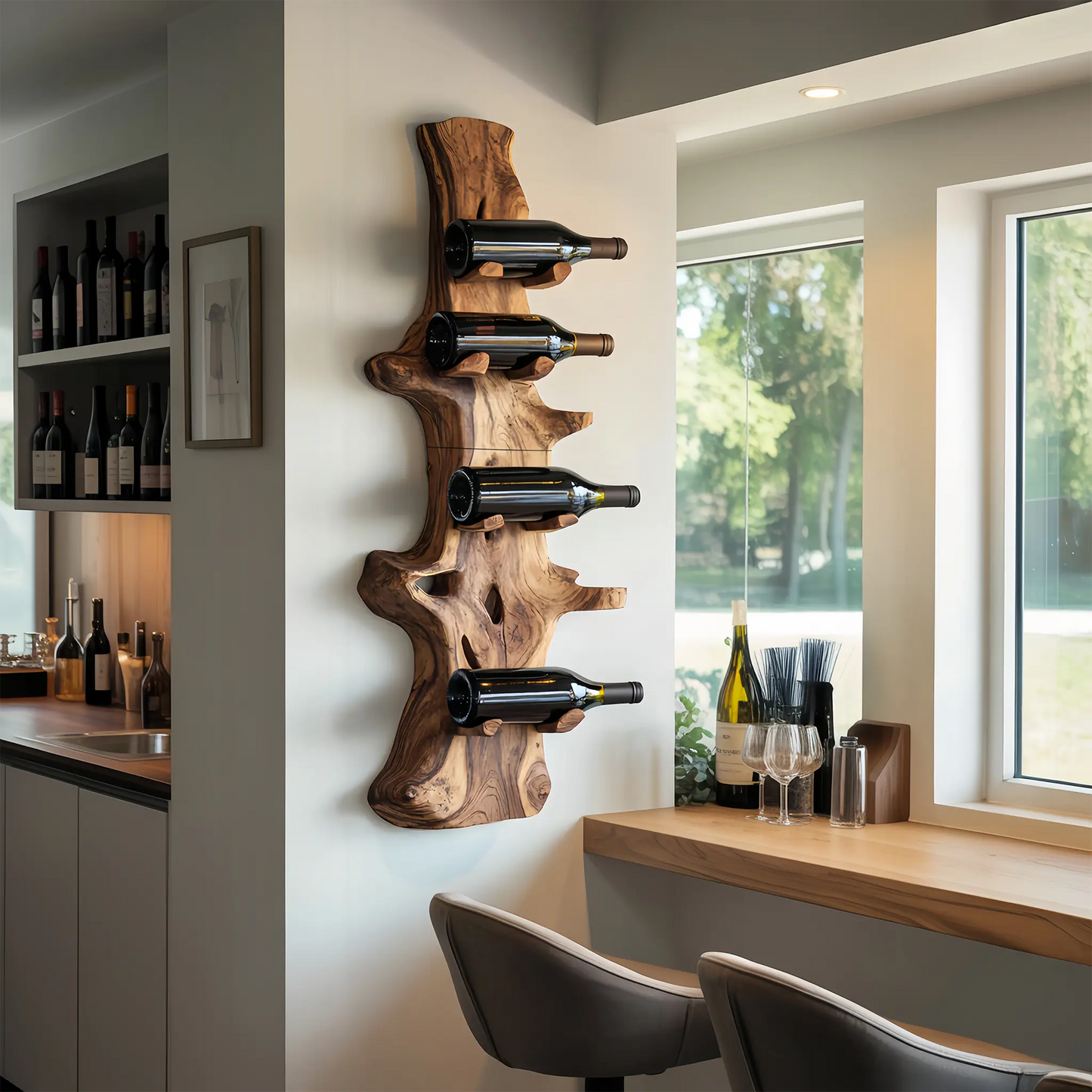 Handcrafted Live Edge Wine Holder For Modern Furniture Decor Kitchnce