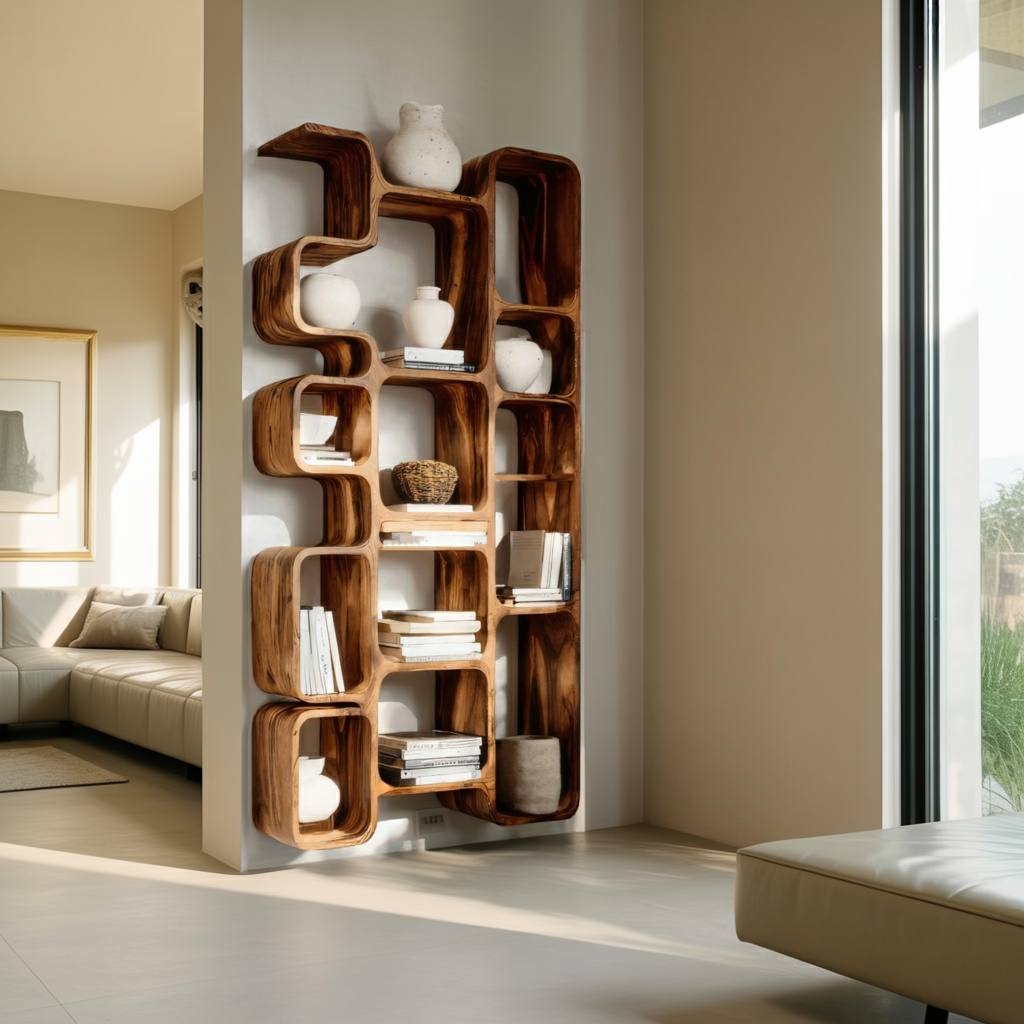 Modern Bookshelf With Integrated Compartments For Living Room Kitchnce