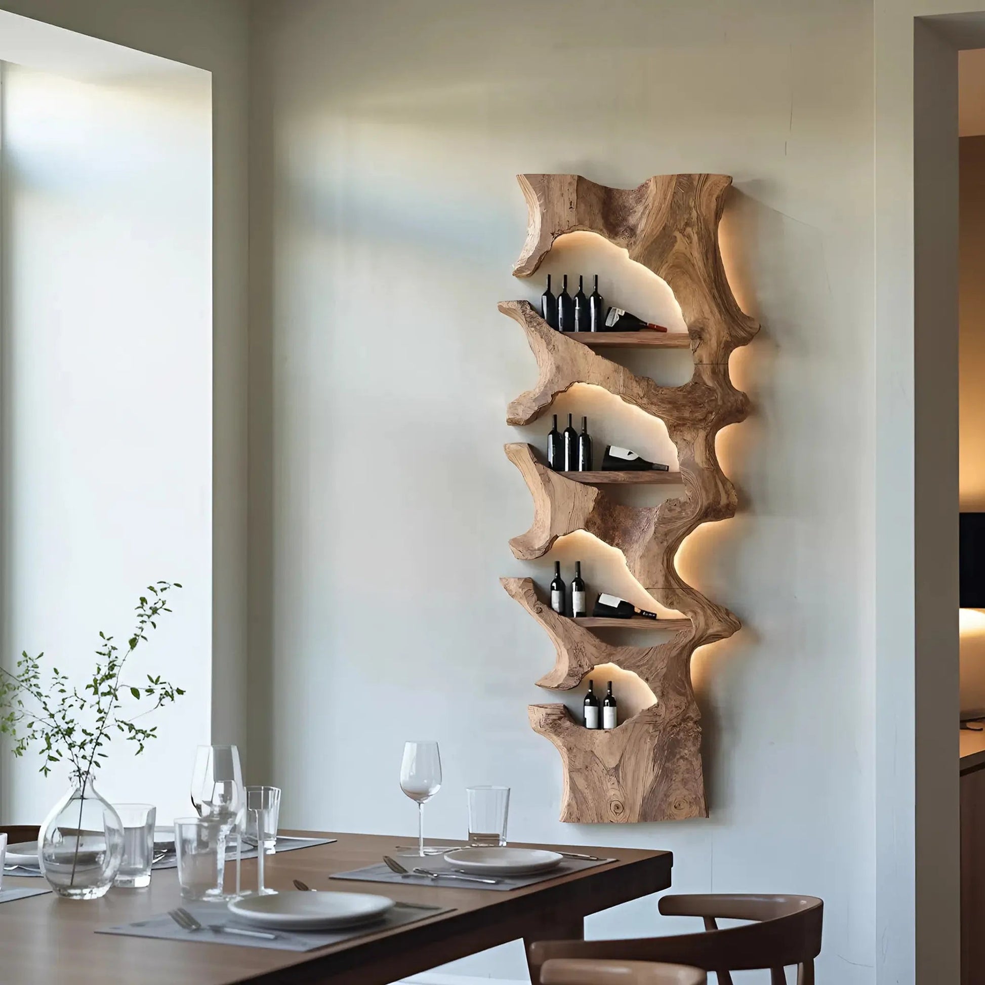 Mid Century Solid Wood Wine Rack For Bar Decor And Display Kitchnce