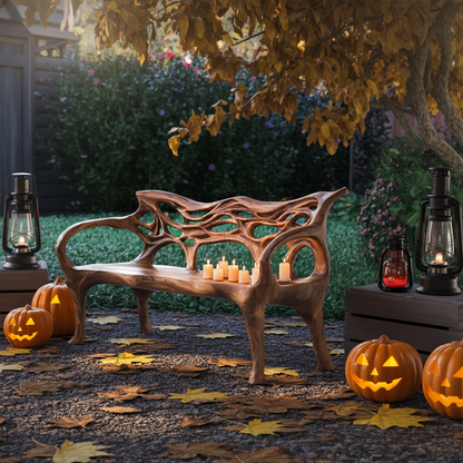 Mid Century Solid Wood Halloween Bench For Outdoor Design Kitchnce
