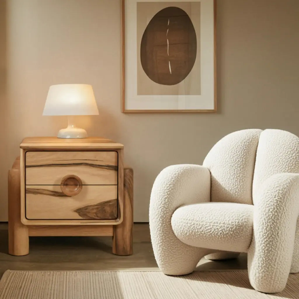 Modern Nightstand With Round Handle Bedside Table For Bedroom And Living Room Kitchnce