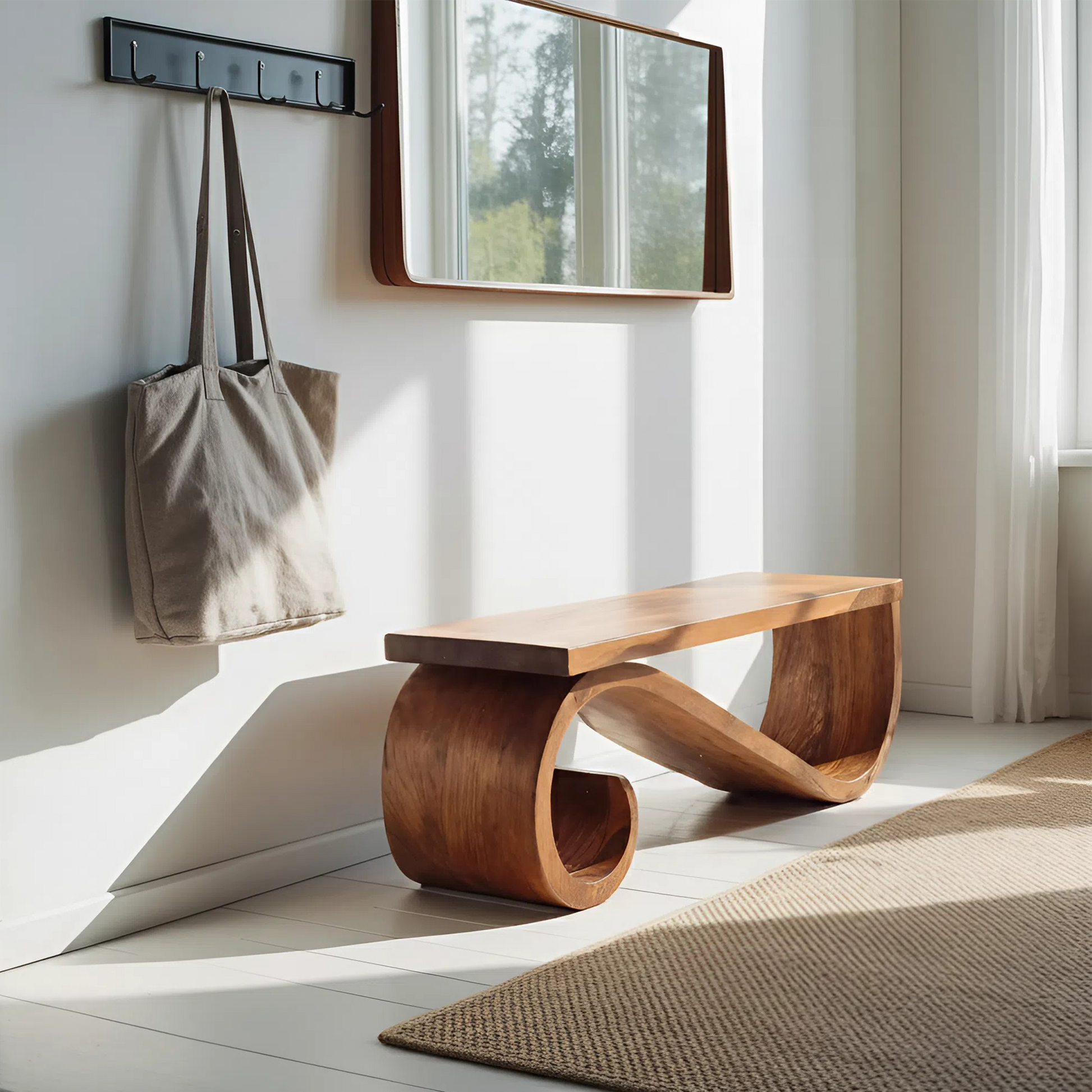 Organic Sculptural Bench For Entryway Or Living Room Kitchnce