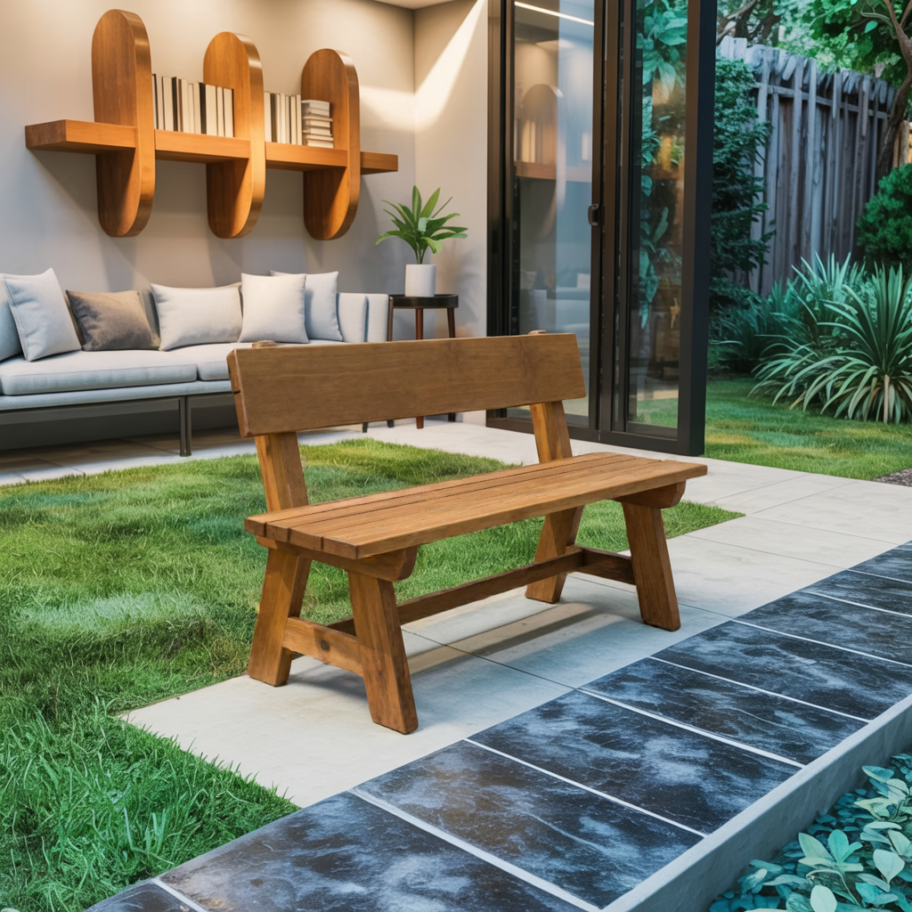 Rustic Garden Bench With Backrest For Patio Or Porch Kitchnce