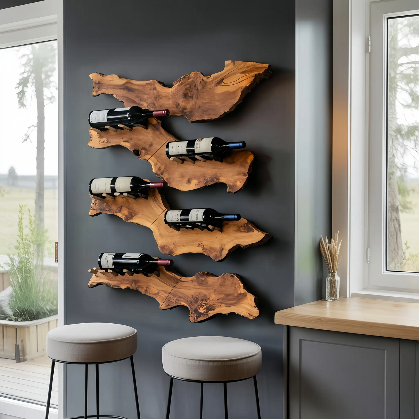Farmhouse Wooden Wine Holder For Entryway Wine Storage Decor Kitchnce