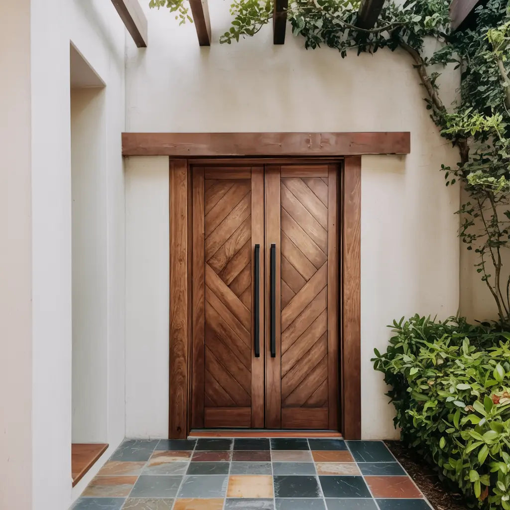 Rustic Double Front Door Modern Entryway Contemporary House Villa Kitchnce