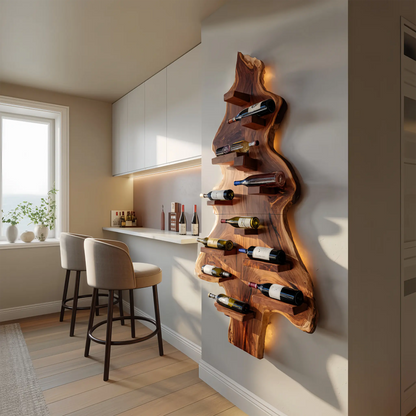 Mid Century Solid Wood Wine Rack For Entryway Furniture Style Kitchnce