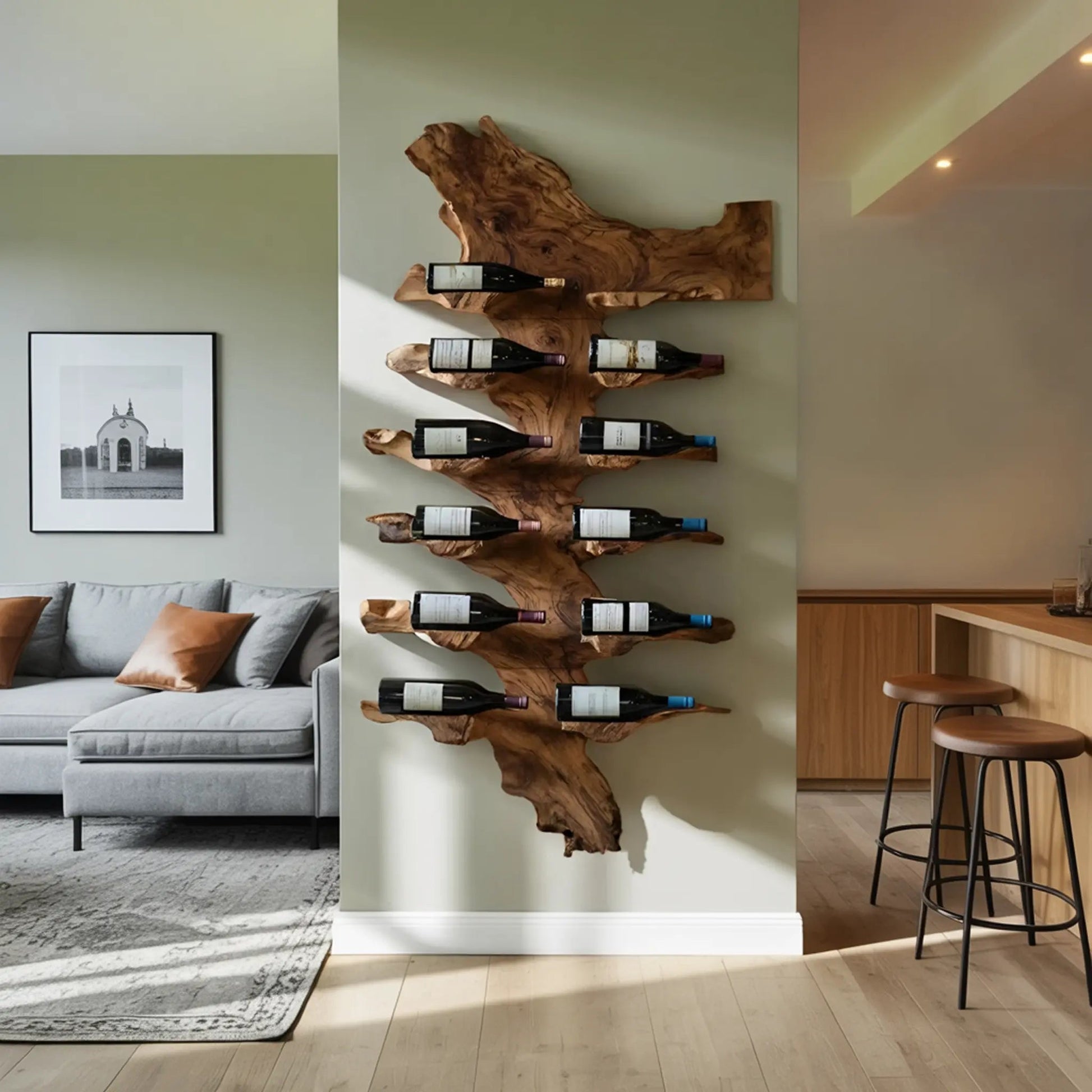 Handcrafted Live Edge Wine Holder For Luxury Furniture Decor Kitchnce