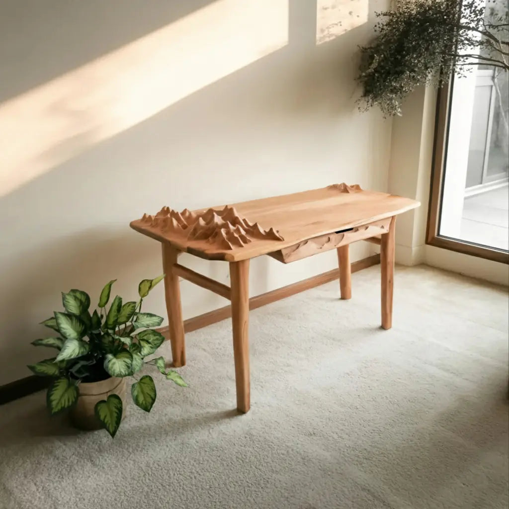 Mountain Carving Desk With 3D Detail For Studio Office And Reading Corner Kitchnce