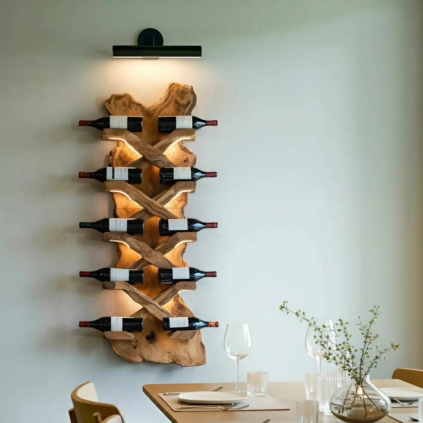 Handcrafted Solid Wood Wine Rack For Bar Decor And Storage Kitchnce