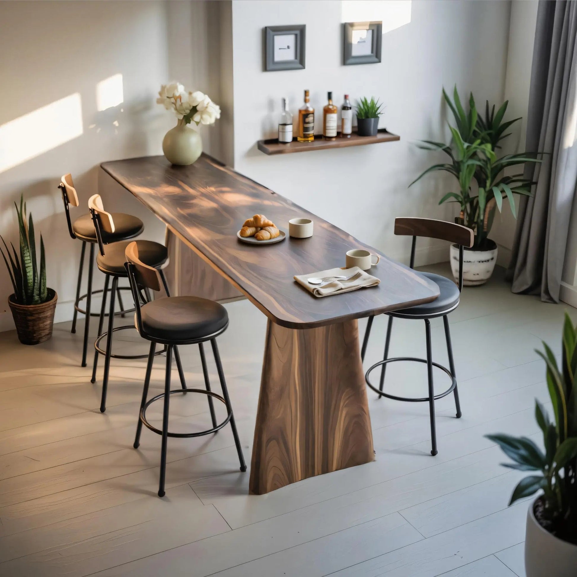 Modern Minimalist Wood Bar Table For Kitchen And Dining Kitchnce