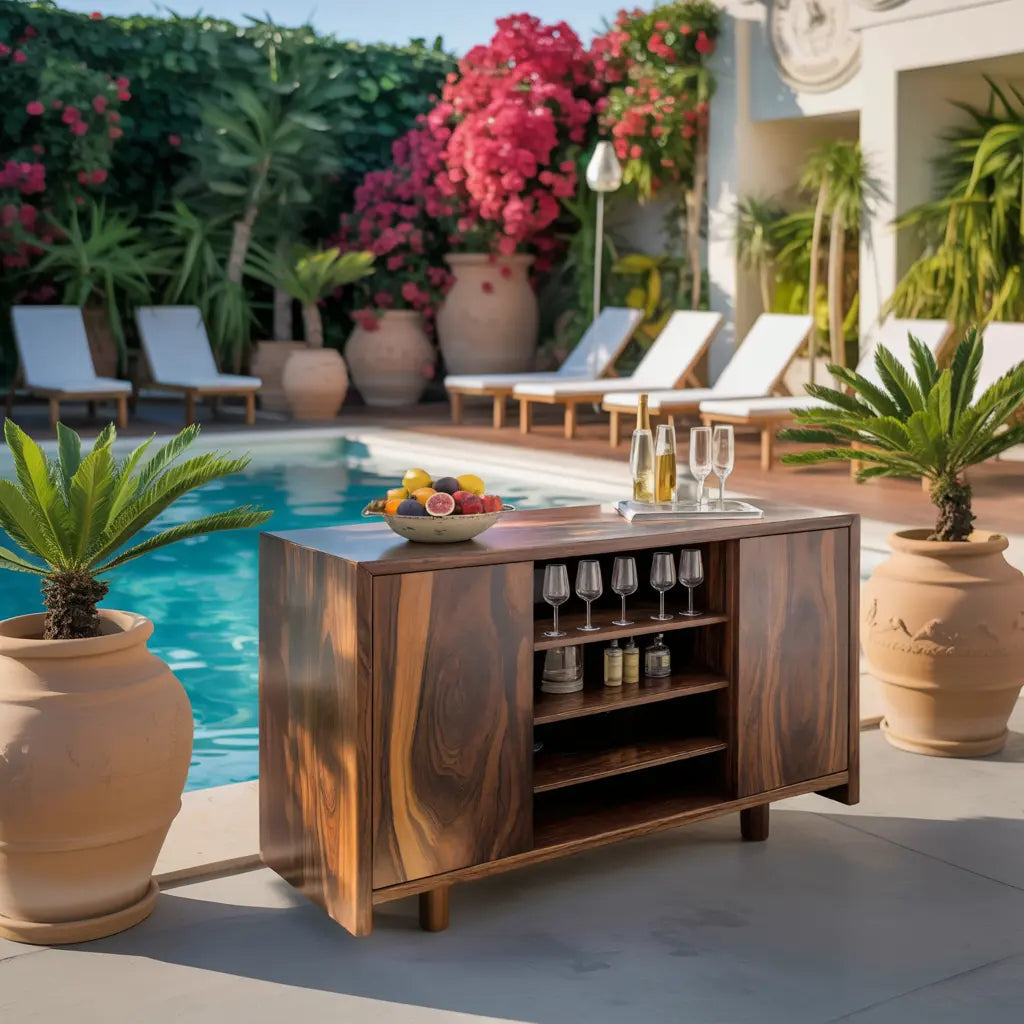 Modern Outdoor Bar Cabinet With Wine Storage For Patio Kitchnce