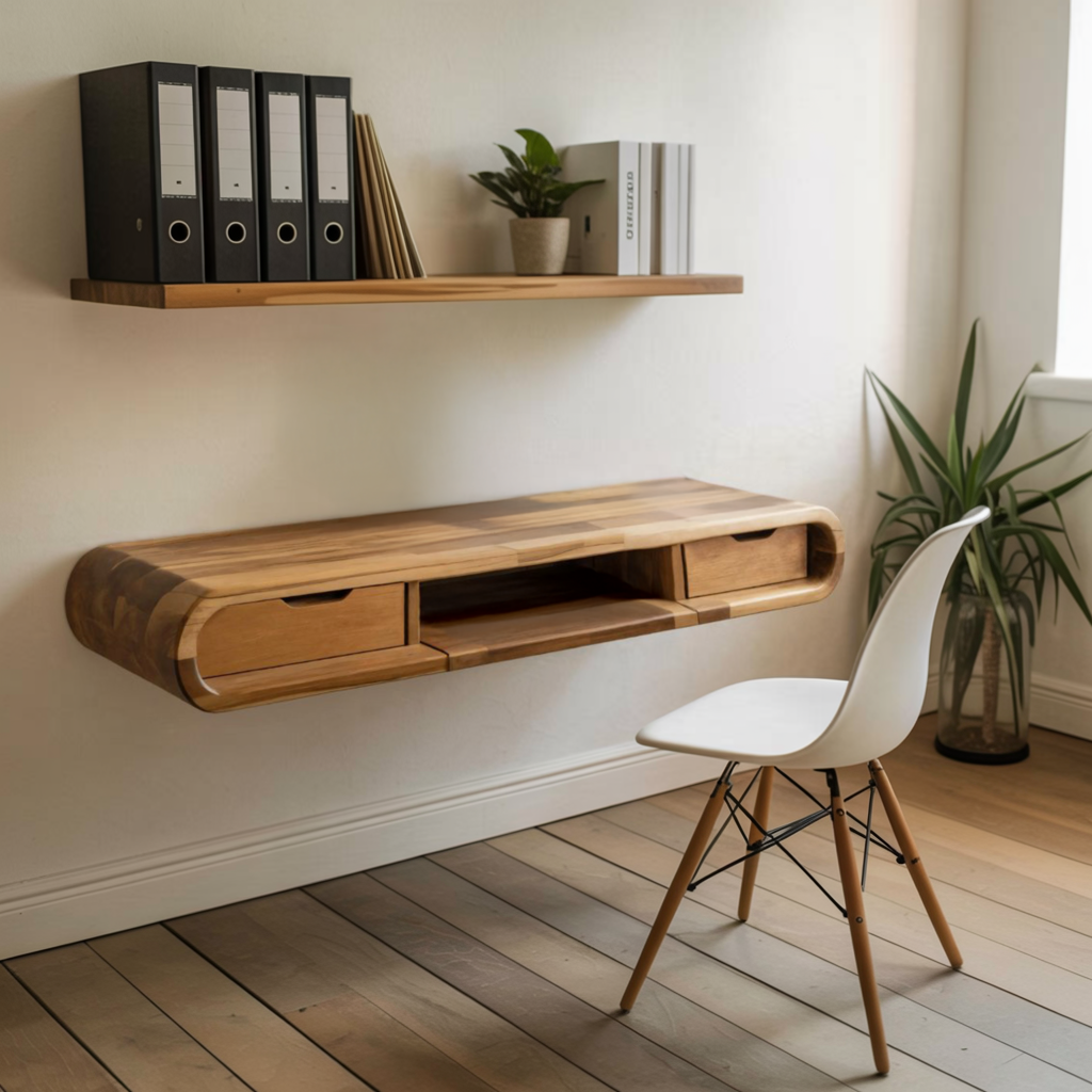 Modern Floating Wall Mounted Desk With Drawers For Bedroom And Office Kitchnce