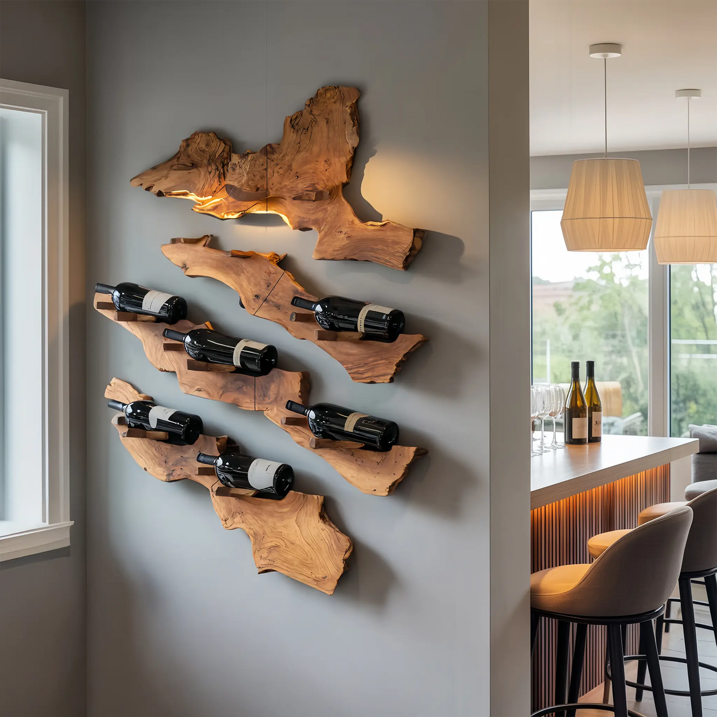 Handcrafted Wooden Live Edge Wine Holder For Bar Decor Ideas Kitchnce