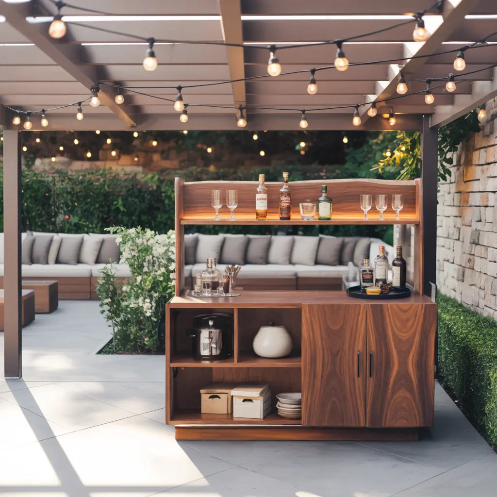 Contemporary Outdoor Bar Table With Hidden Storage For Garden Or Poolside Kitchnce