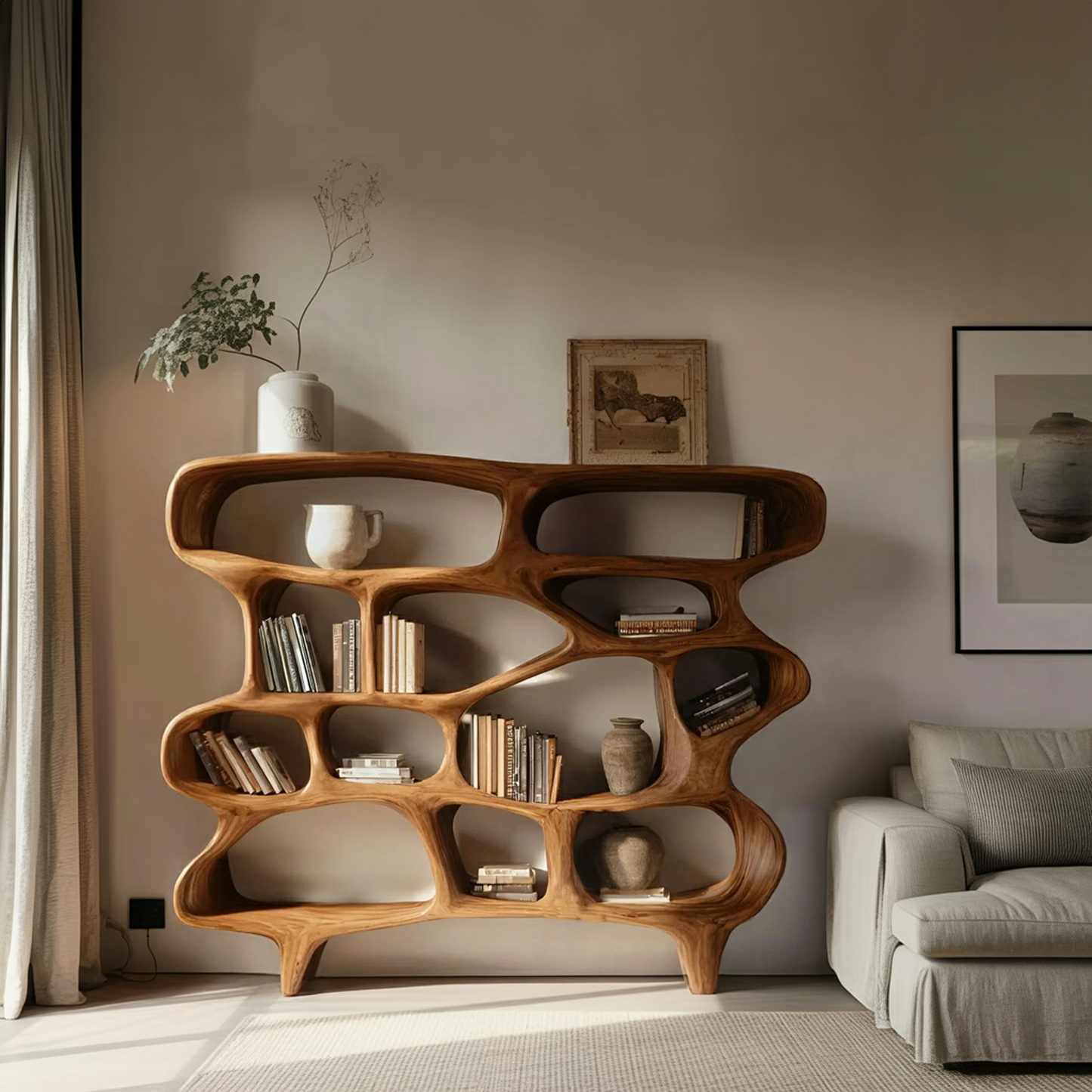 Organic Sculptural Bookshelf For Living Room Or Office Decor Kitchnce