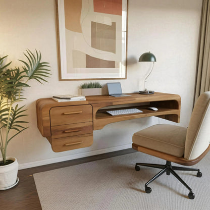 Minimalist Wall Mounted Desk With Drawers Floating Workstation For Bedroom And Office Kitchnce
