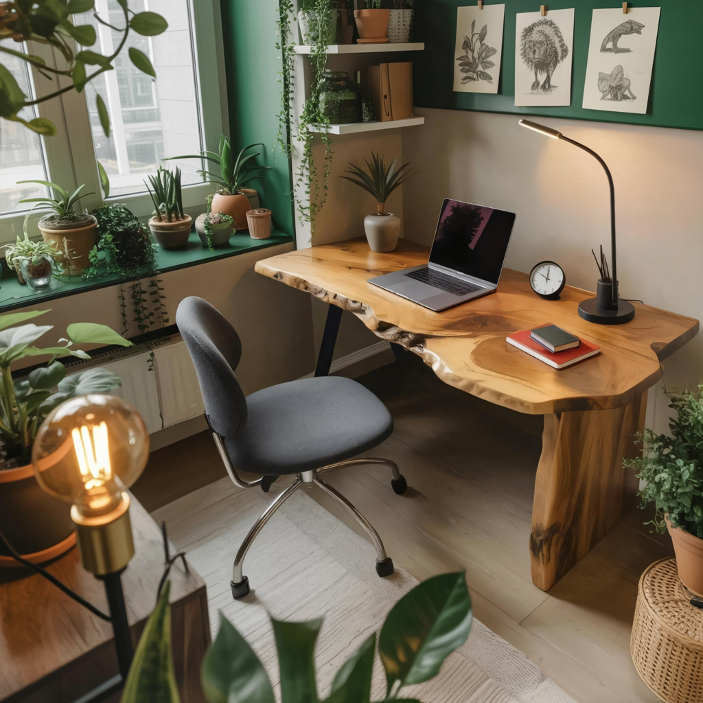 Rustic Office Desk With Live Edge Design For Home Workspace Kitchnce
