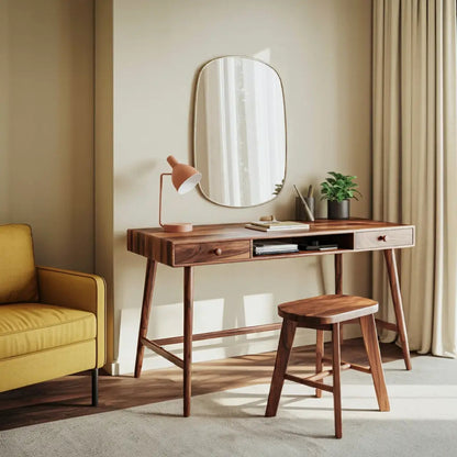 Mid Century Desk With Drawer For Home Office And Workspace Kitchnce