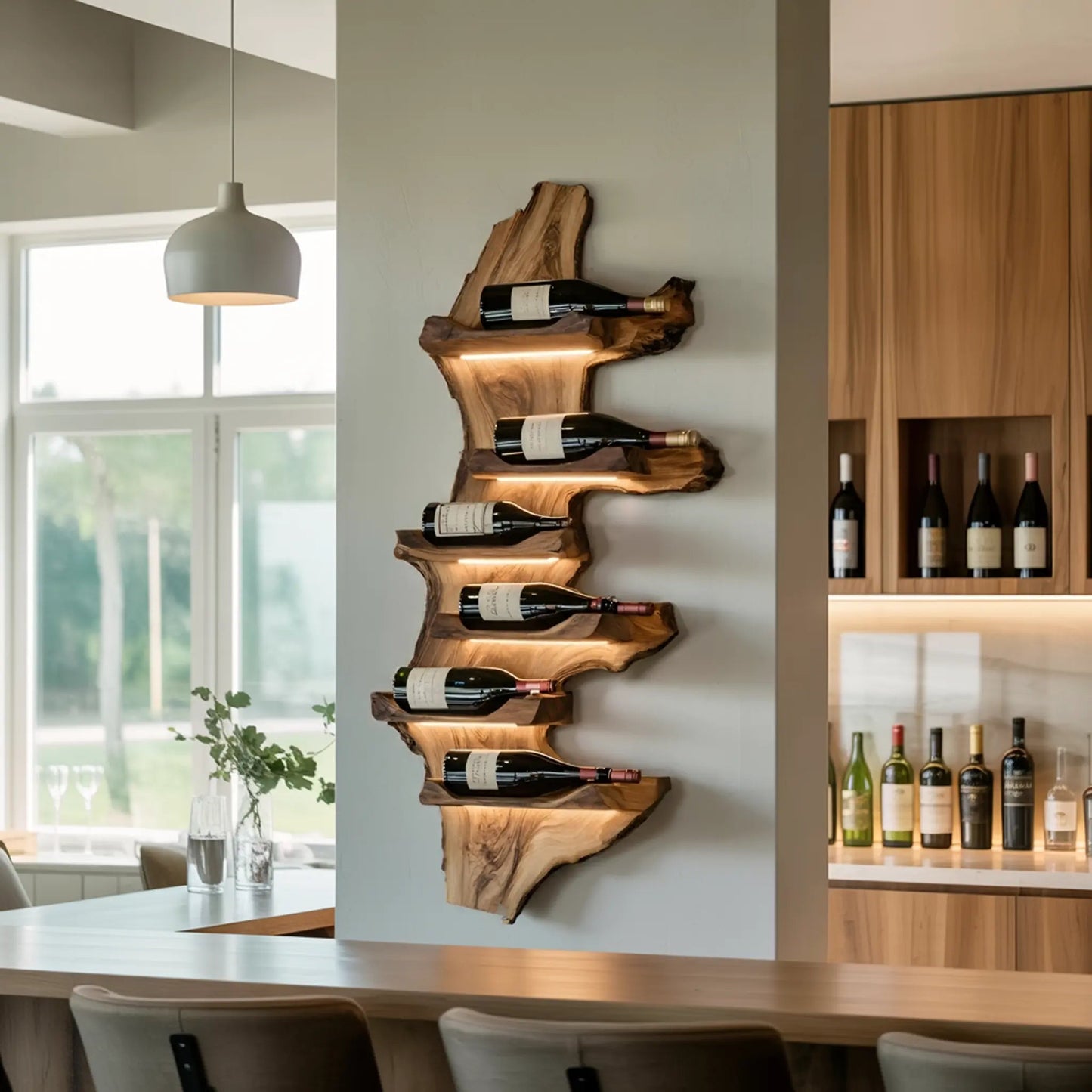 Farmhouse Live Edge Wine Holder For Entryway Furniture Decor Kitchnce