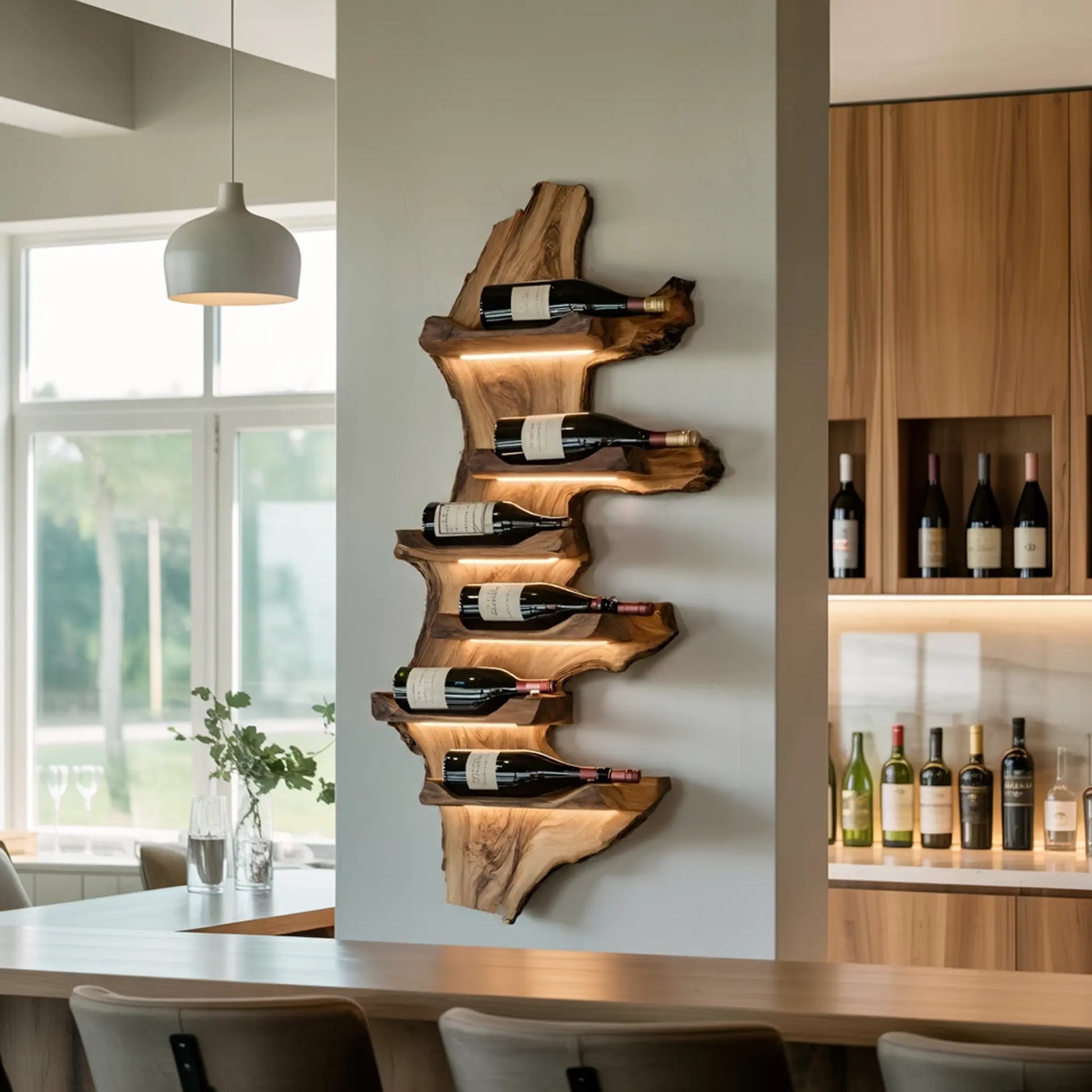 Farmhouse Live Edge Wine Holder For Entryway Furniture Decor Kitchnce