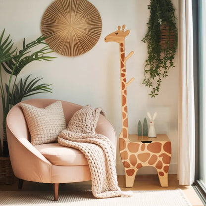 Adorable Giraffe Nightstand With Hooks And Drawer For Kids Room And Nursery Kitchnce