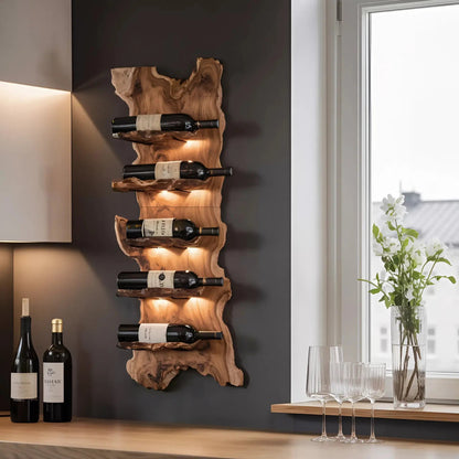 Modern Wooden Live Edge Wine Holder For Entryway Furniture Kitchnce