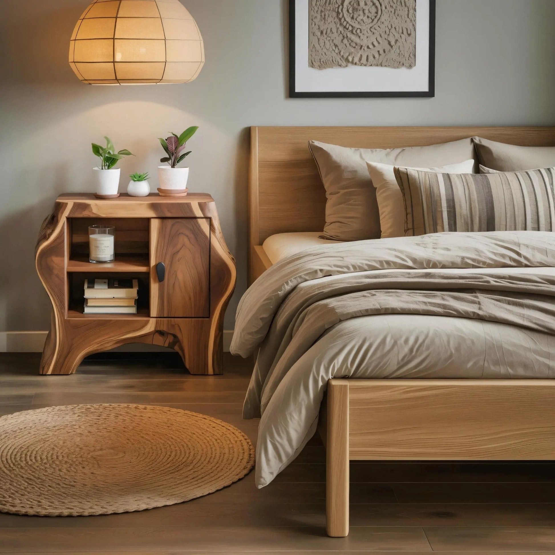 Organic Rustic Nightstand With Storage Cabinet For Bedroom Corner And Interior Kitchnce