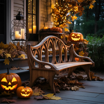 Farmhouse Solid Wood Halloween Bench For Outdoor Porch Design Kitchnce