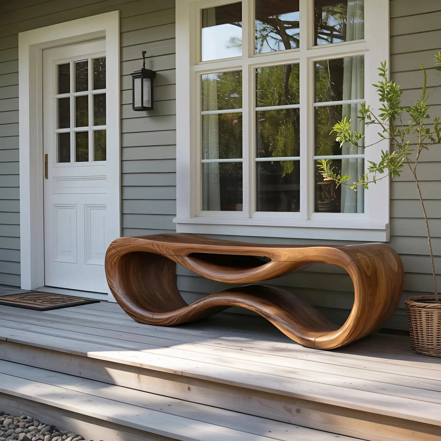 Contemporary Sculptural Outdoor Bench For Patio Or Garden Decor Kitchnce