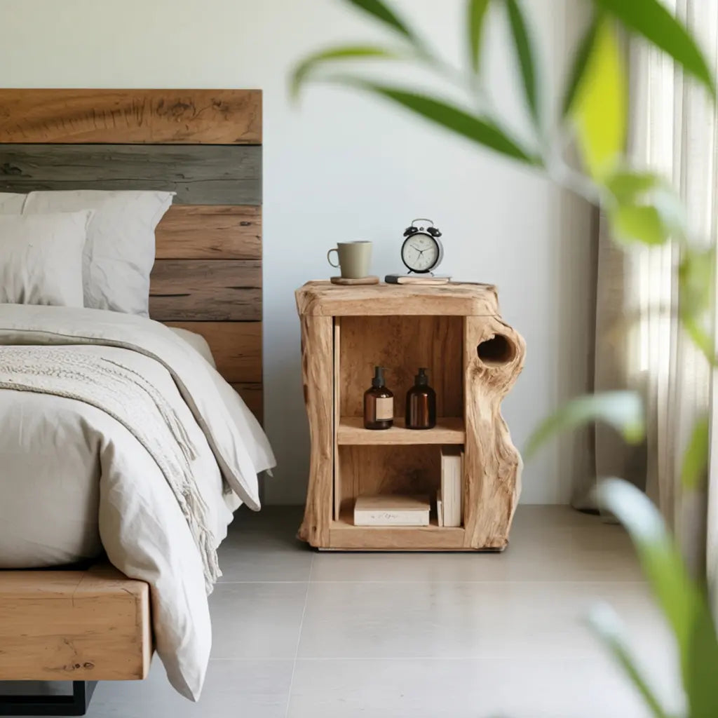 Handcrafted Live Edge Nightstand For Elegant Bedroom Kitchnce