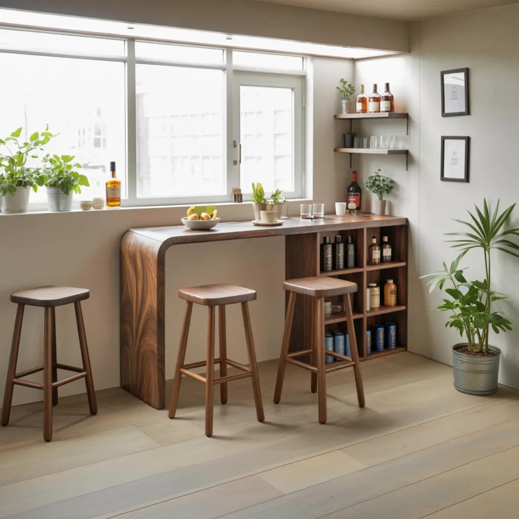 Modern Wooden Bar Table With Storage For Kitchen Or Home Mini Bar Kitchnce